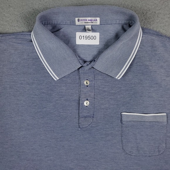 Peter Millar Other - Peter Millar Polo Shirt Mens XL Blue Tailored Fit Golf Casual Short Sleeve **